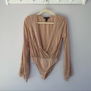 Forever 21 Blush Bell Sleeve Bodysuit